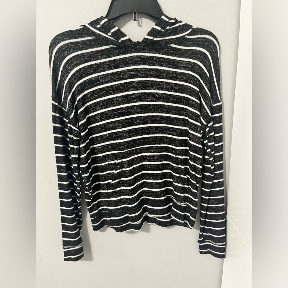 American Eagle Soft & Sexy Black and White striped Hoodie Size XS